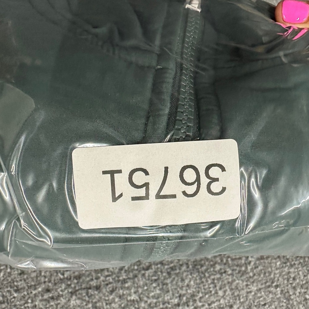 Puma Fleece Pullover Womens L Green Cropped Sherpa Nylon Overlay Quarter Zip - Picture 6 of 6